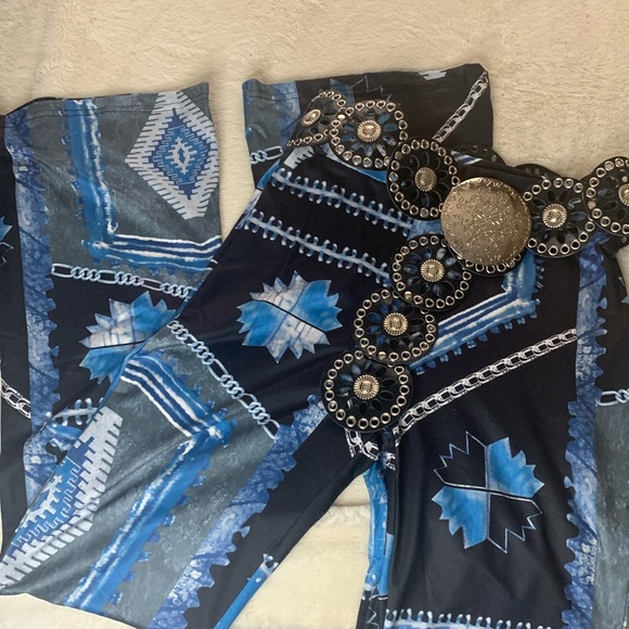 Unbranded Pants - Western blue and black bell bottom pants NEW in bag
